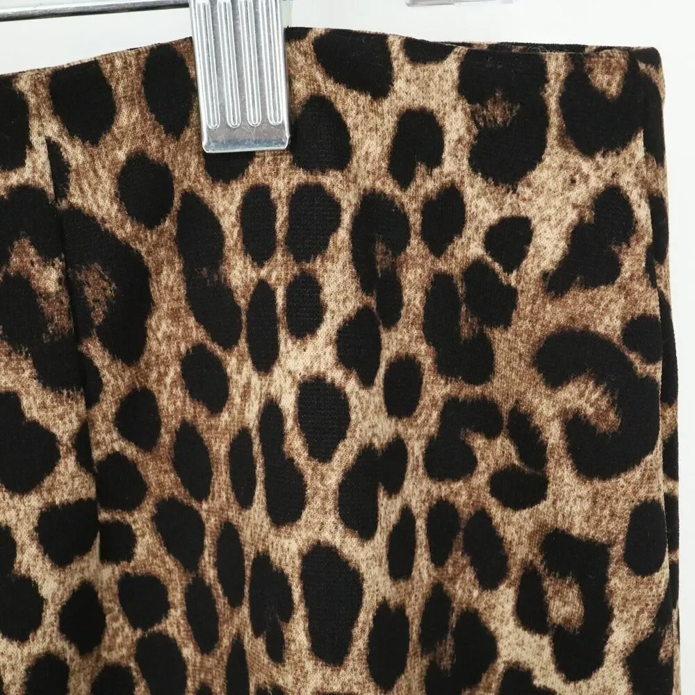 Michael Kors Skirt Petites PL LP Animal Print Faux Leather Hem Short Career